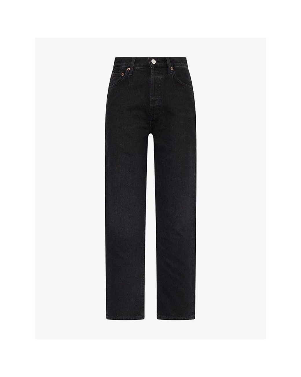 Agolde Black Riley Cropped Denim Jeans