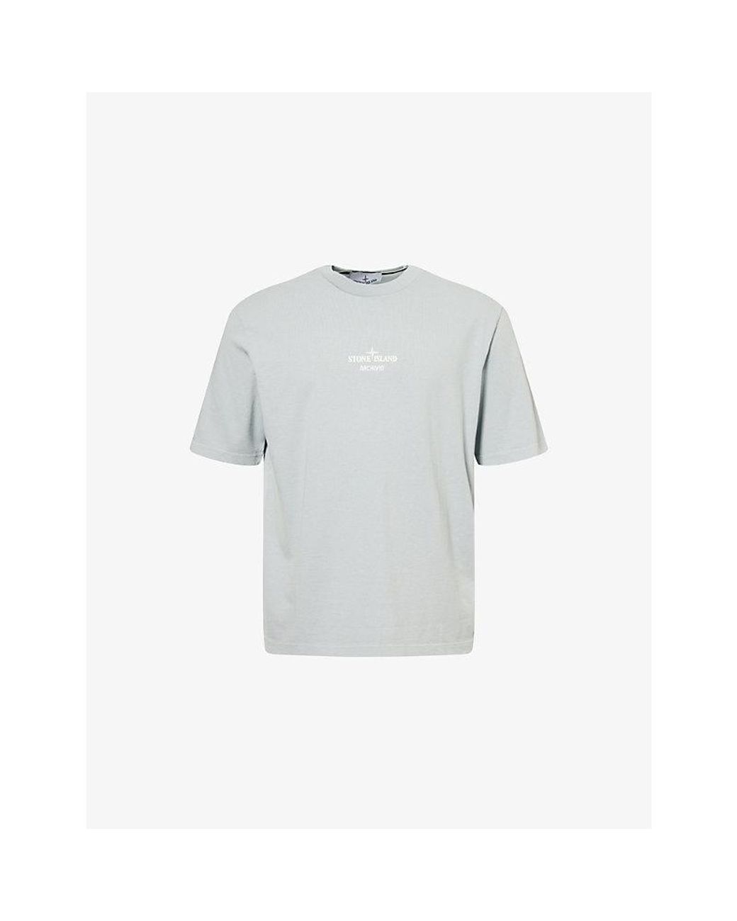 Stone Island Gray Archivio-Print Short-Sleeve Cotton-Jersey T-Shirt for men