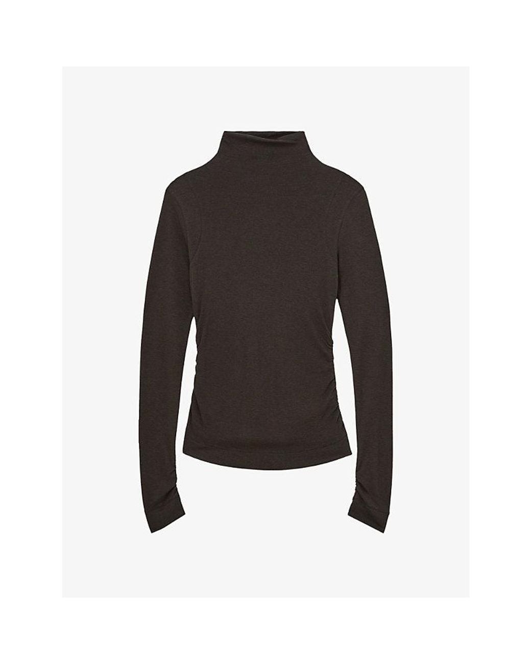 Reiss Black Heidi Mock-Neck Stretch Wool-Blend Top