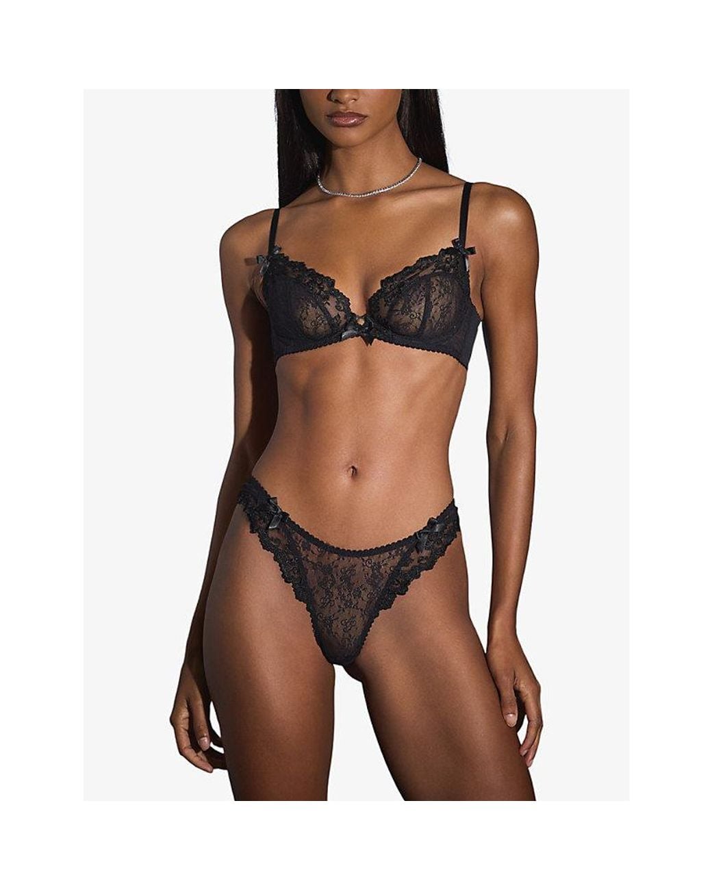 Agent Provocateur Black Josephina Lace Thong
