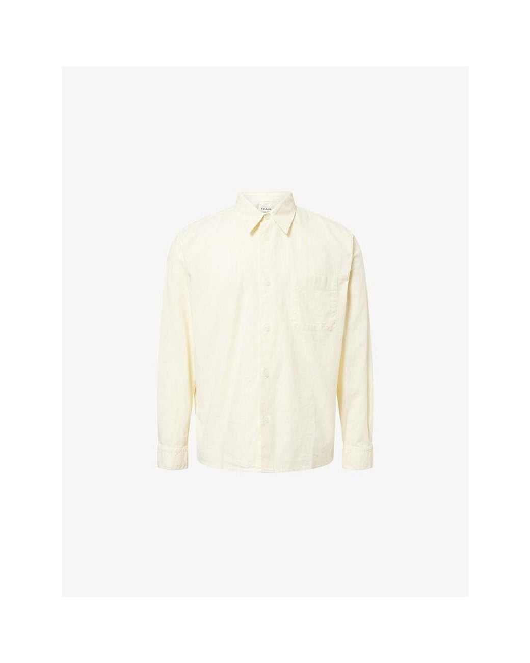 FRAME White Long-Sleeve Textured Cotton Shirt for men
