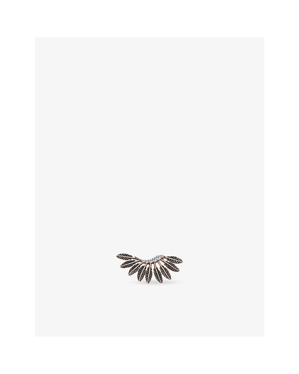 Kismet by Milka White Feather Arc 0.06Ct Diamond Stud Earring