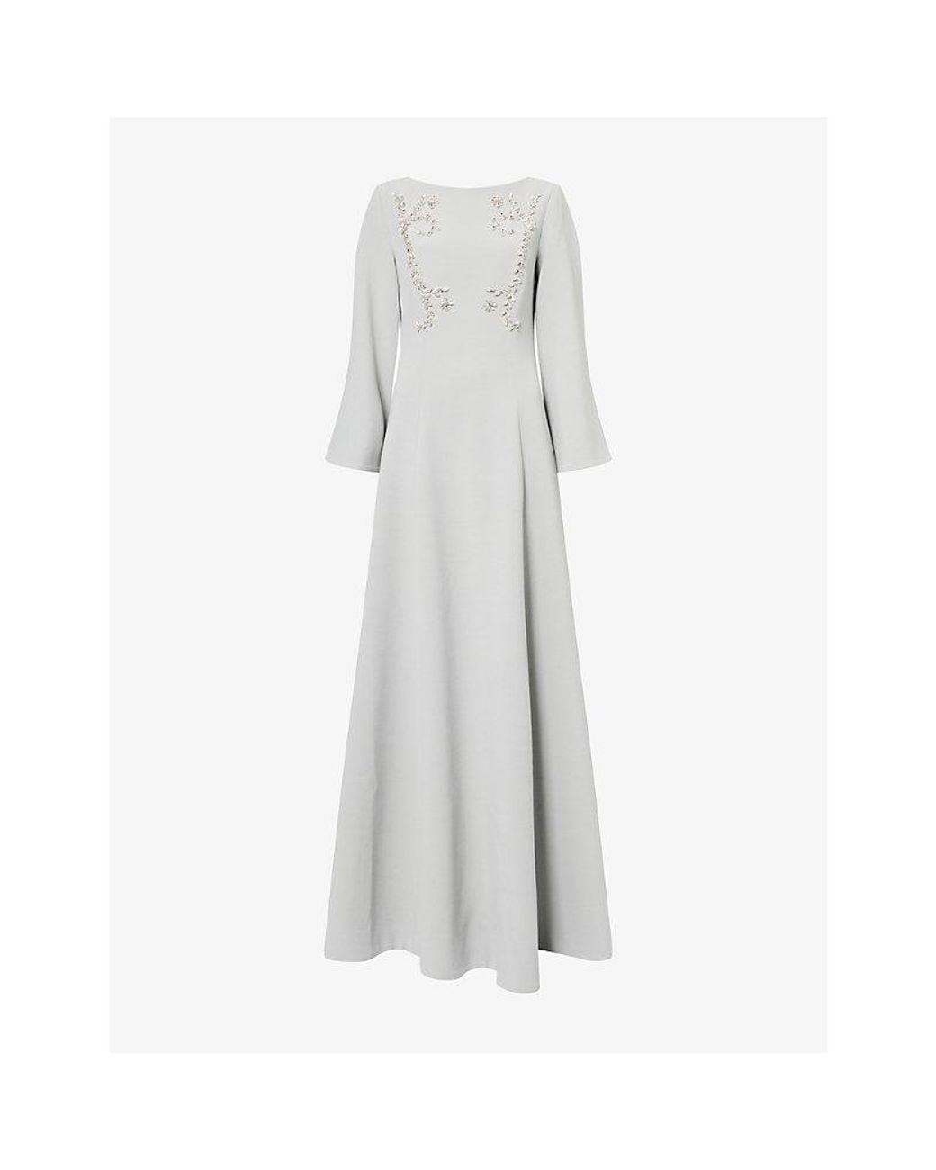 Huishan Zhang Gray Clover Jewel-Embellished Woven Gown