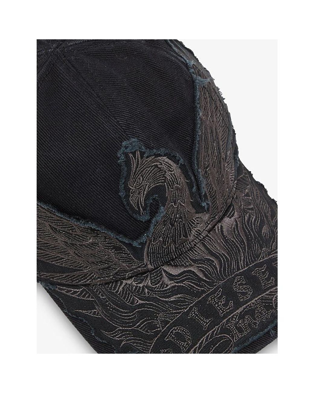 DIESEL Black Embroidered Pheonix Cotton-Twill Baseball Cap for men
