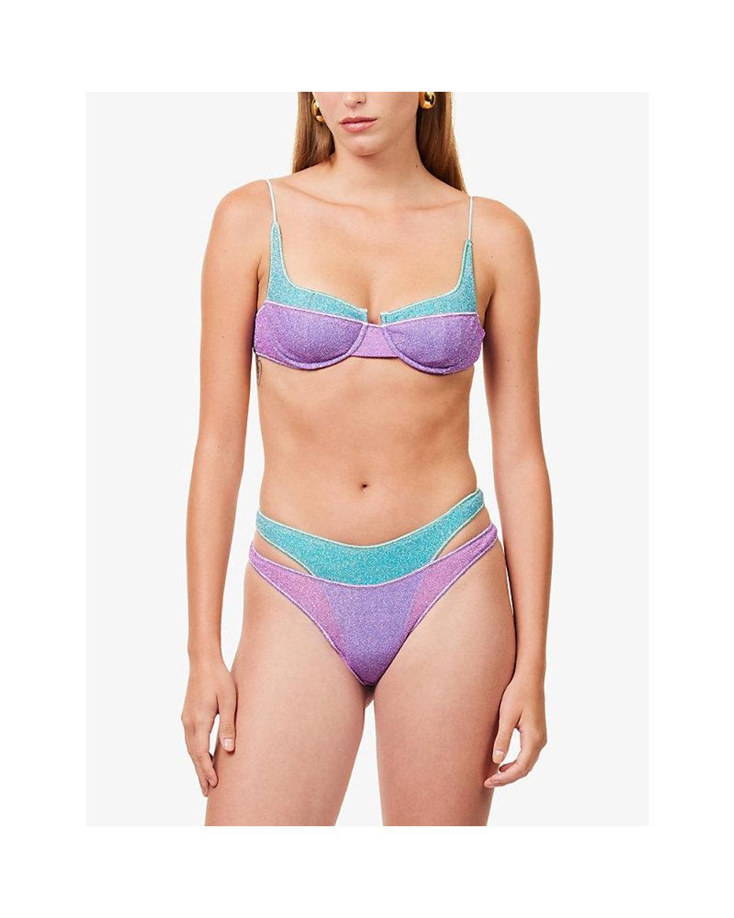 Oseree Purple Lumiere Double Balconette Bikini Set