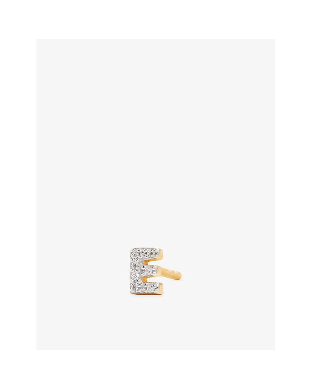Missoma Metallic Pavé Initial E 18Ct Vermeil And Cubic Zirconia Single Stud Earring
