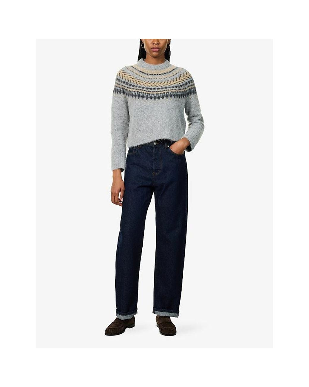 Barbour Gray Annette Fair Isle Knitted Jumper