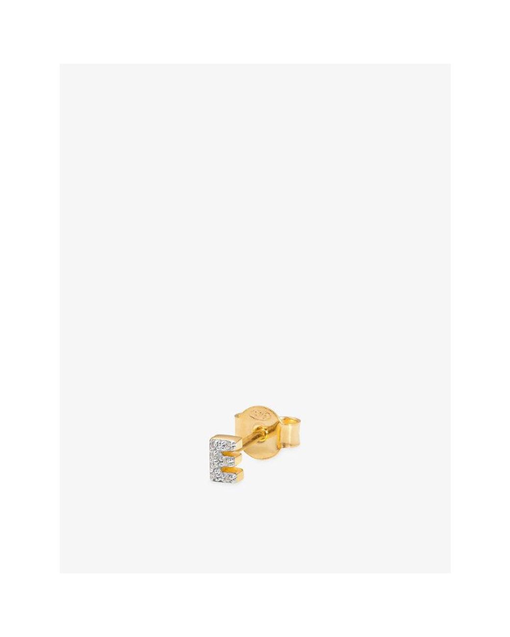 Missoma Metallic Pavé Initial E 18Ct Vermeil And Cubic Zirconia Single Stud Earring
