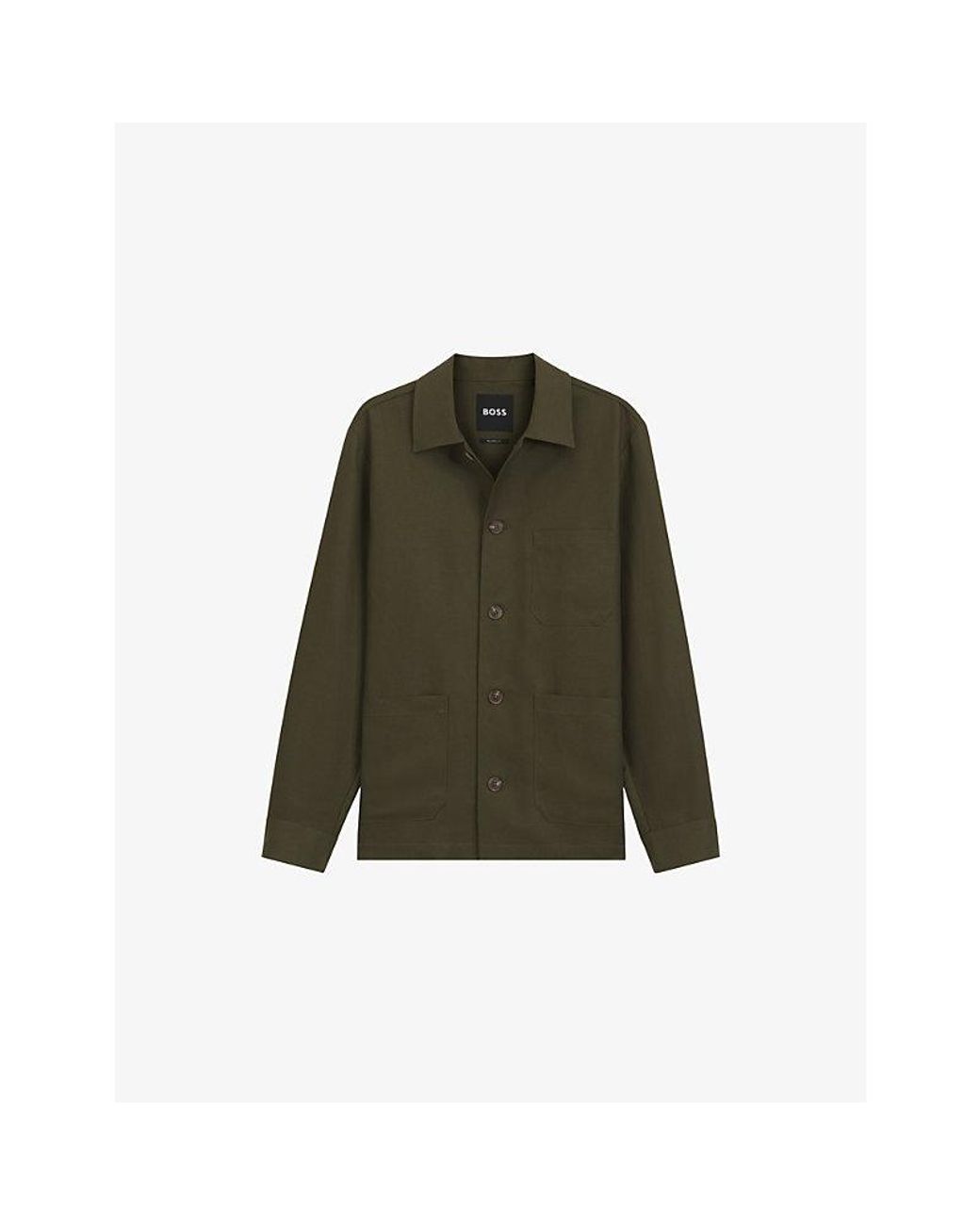 Boss Green Relaxed-Fit Chest-Pocket Linen Shirt for men