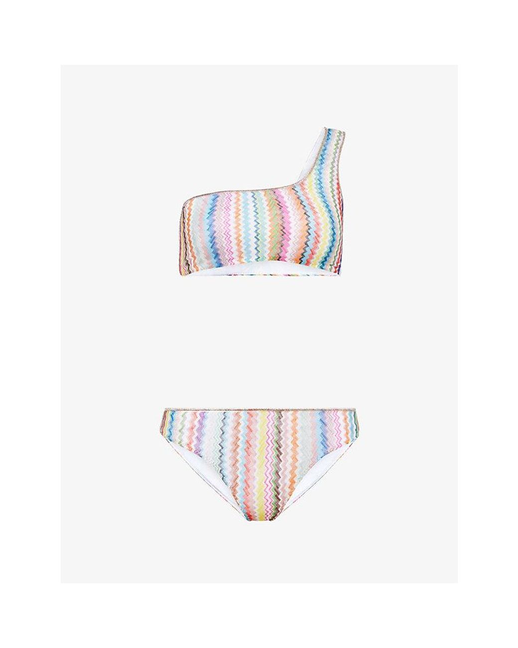 Missoni White Zig-Zag Asymmetric Bikini Set