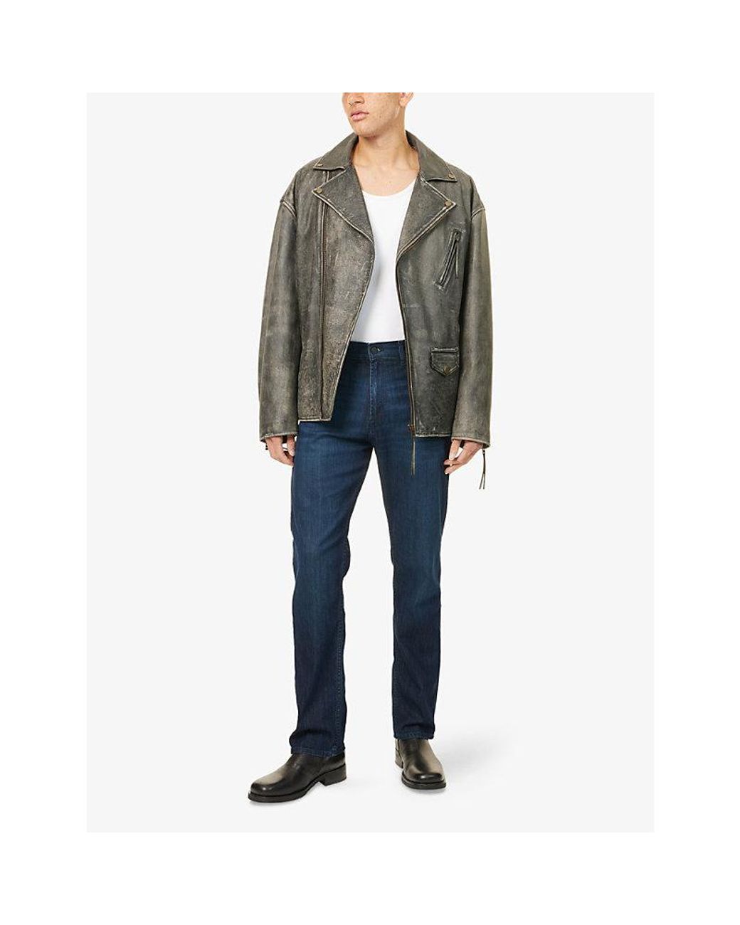 7 For All Mankind Blue Modern Straight-Leg Stretch-Denim Blend Jeans for men