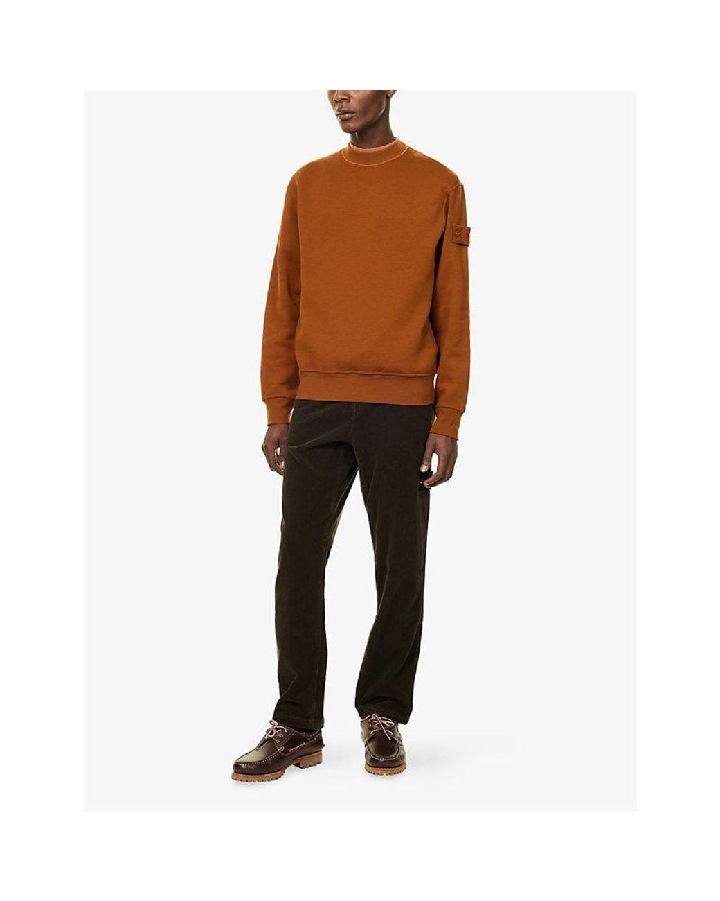Stone Island Brown Ghost Fleece Crewneck Cotton And Wool Jumper for men