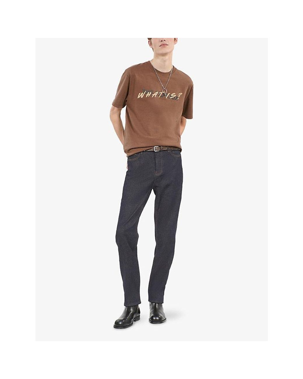 The Kooples Blue Contrast-Stich Slim-Leg Stretch-Denim Jeans for men