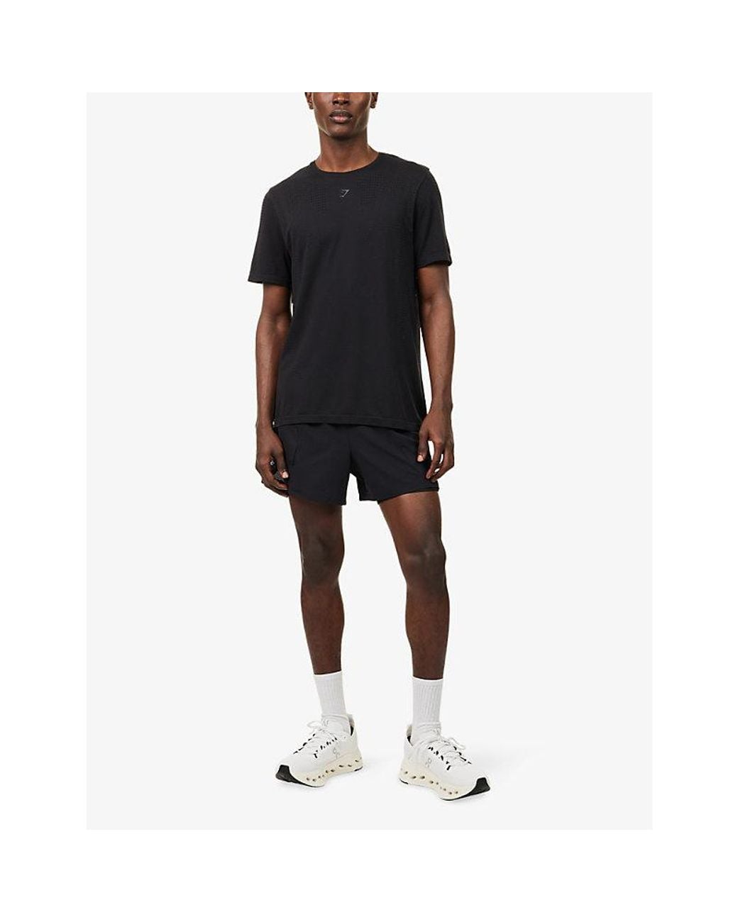 GYMSHARK Black Slim-Fit Seamless Stretch-Woven Running T-Shirt for men