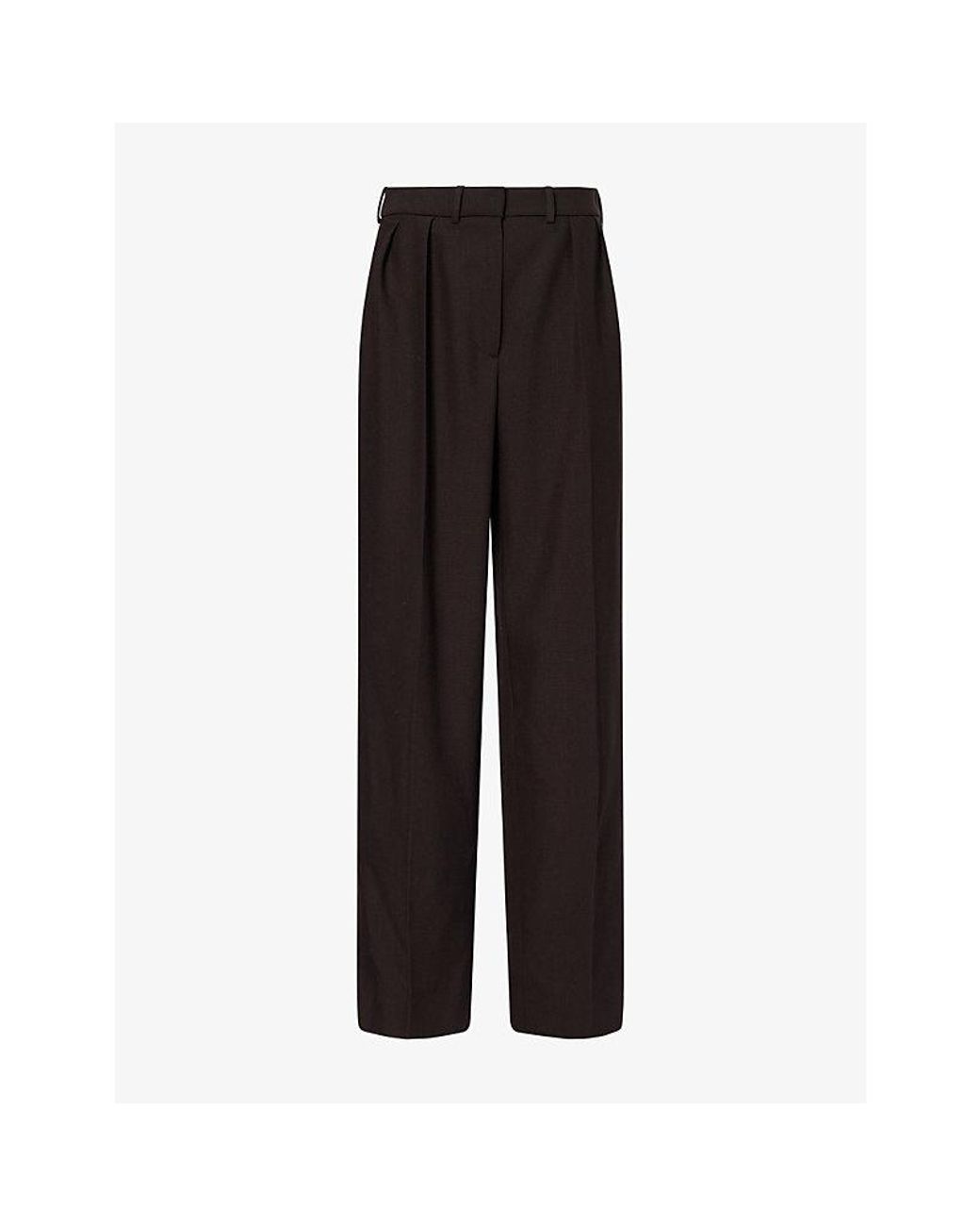 Magda Butrym Black Tailored Pleated Straight-Leg Wool-Blend Trousers