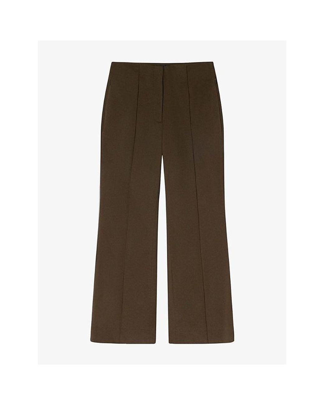 Whistles Brown Pinktuck Kick-Flare Stretch Cotton-Blend Trousers
