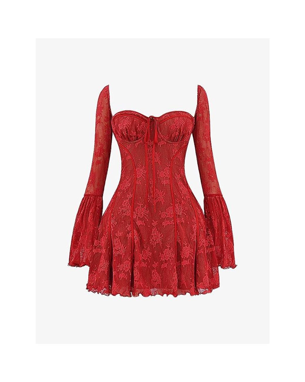 House Of Cb Analissa Floral-Pattern Lace Mini Dress in Red | Lyst House Of Cb Analissa Floral-Pattern Lace Mini Dress in Red | Lyst