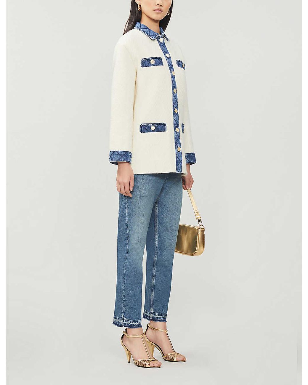 Sandro Chelby Denim-trim Wool-blend 