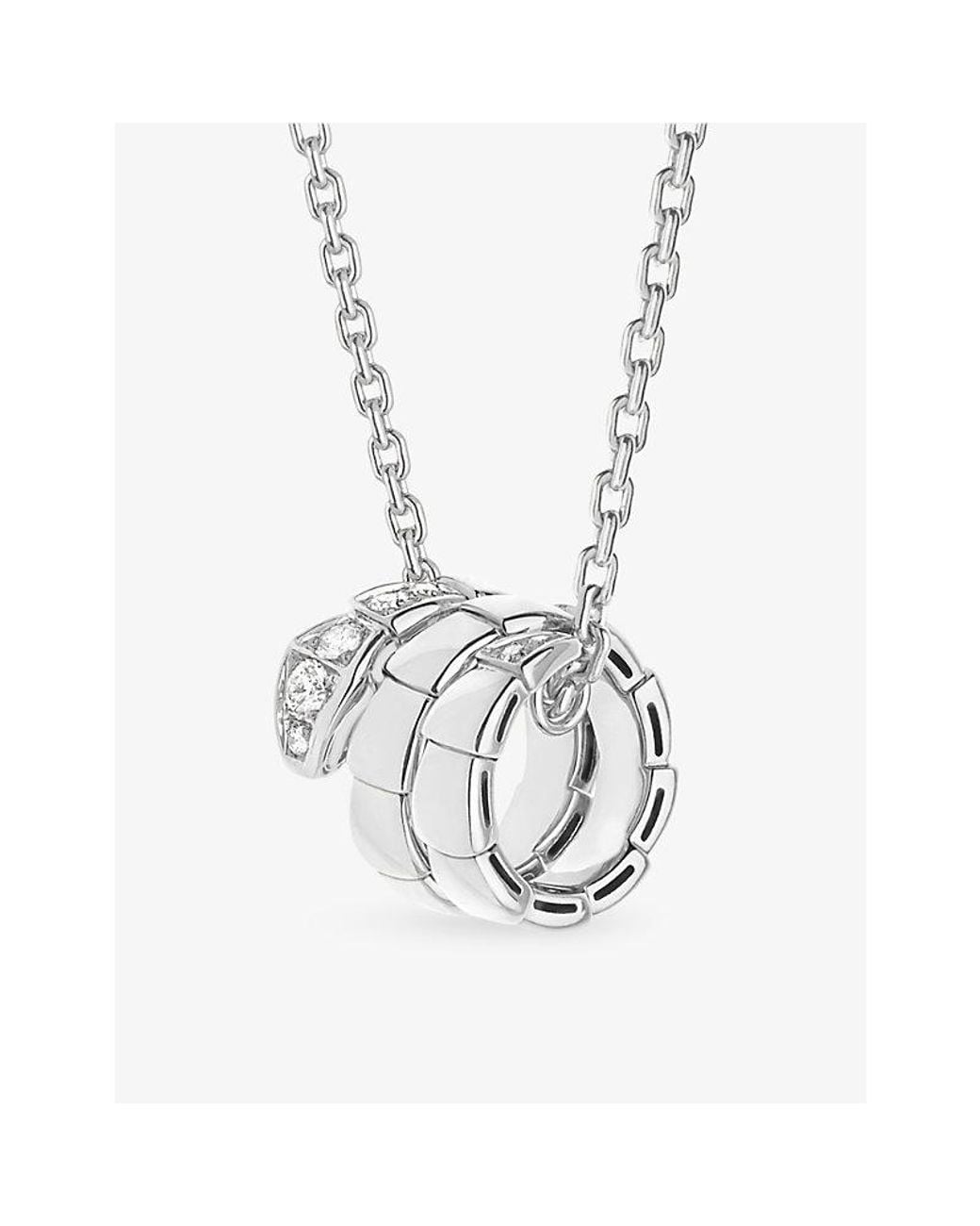 BVLGARI Metallic Serpenti Viper 18Ct And 0.13Ct Diamond Pendant Necklace