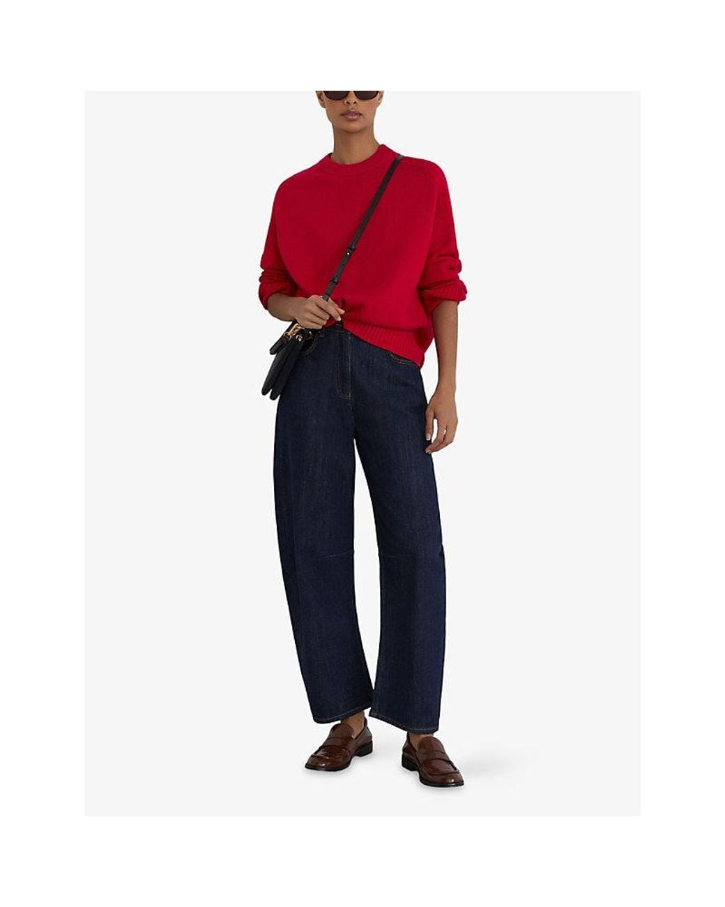 Reiss Red Riley Long-Sleeve Wool And Cashmere Jumper
