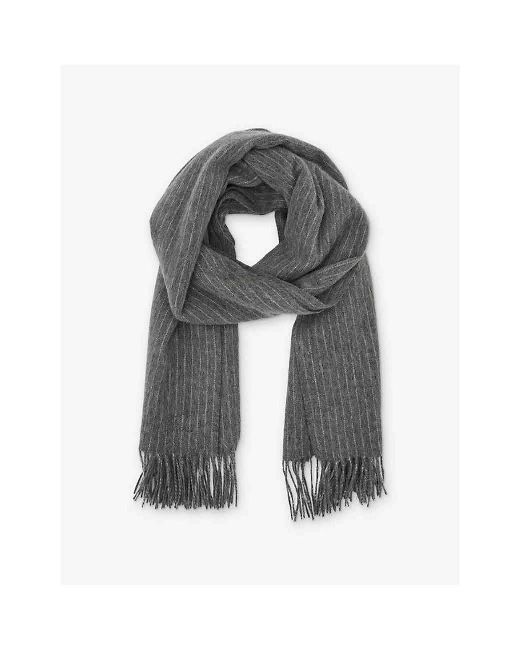 Reiss Gray Picton Wool And Cashmere Scarf