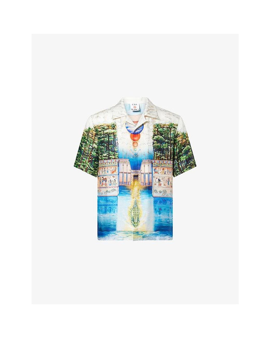 Casablanca Blue Tromp Loeil Printed Silk Shirt for men