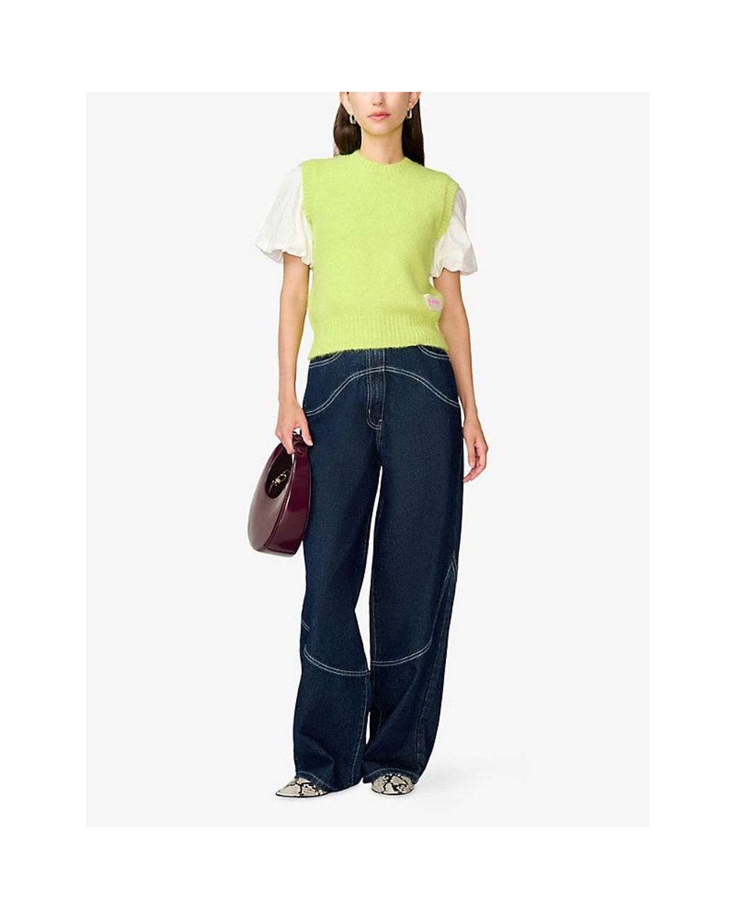 OMNES Yellow Riri Logo-Patch Knitted Vest