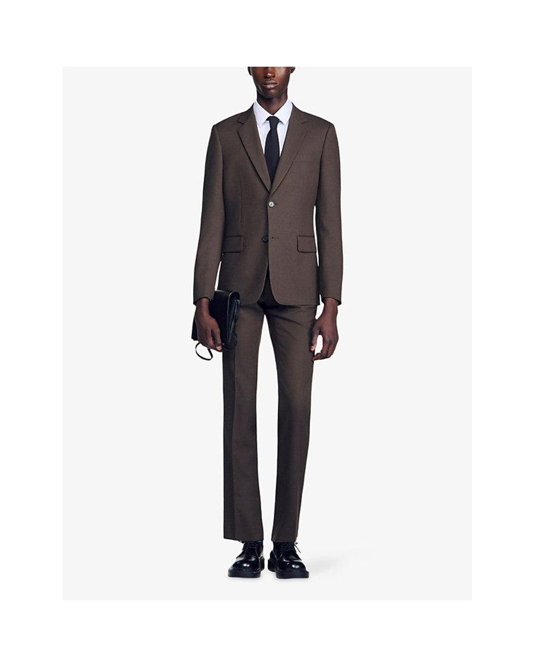 Sandro Brown Legacy Single-Breasted Stretch-Wool Jacket for men