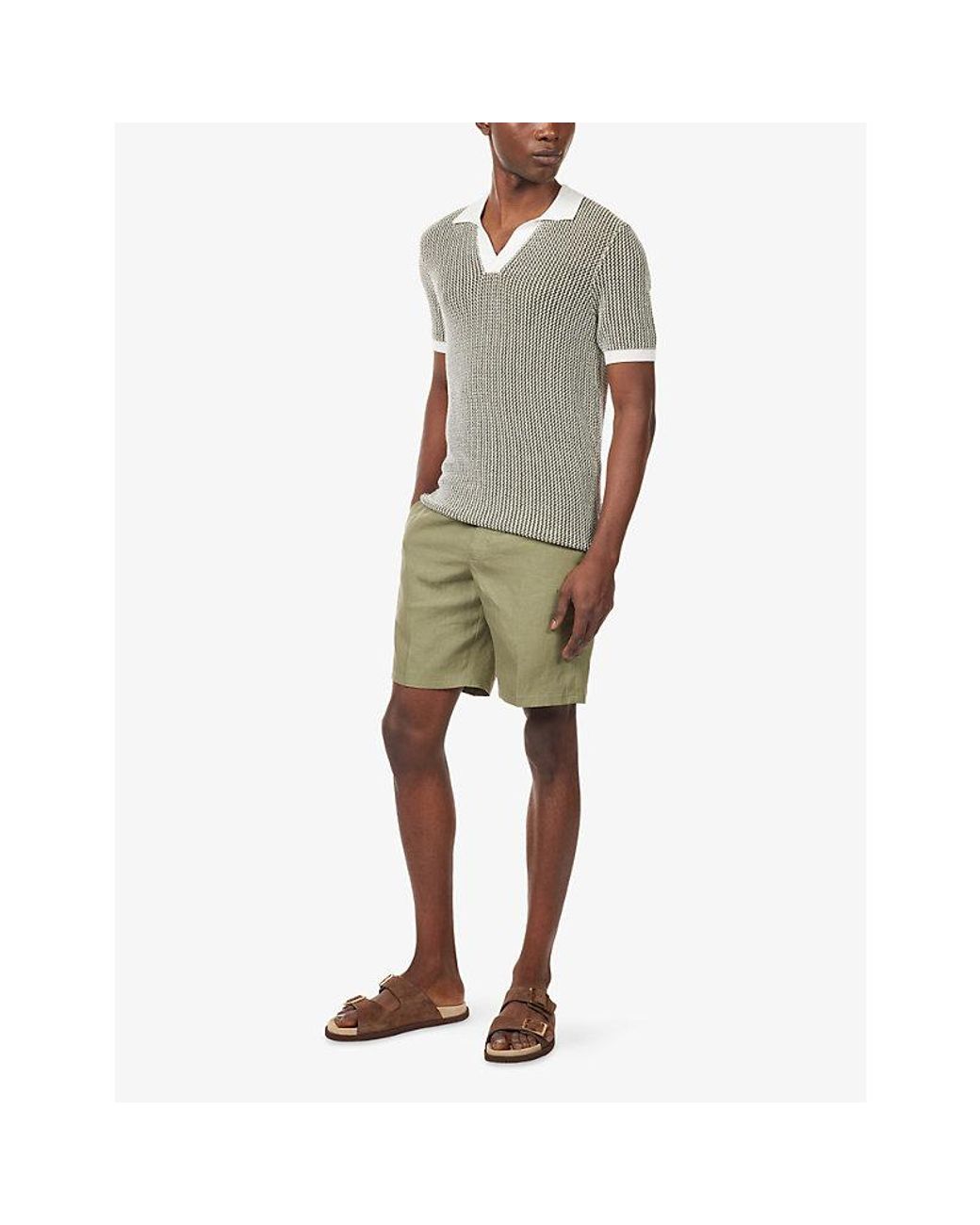 Orlebar Brown Green Norwich Slip-Pocket Linen Shorts for men