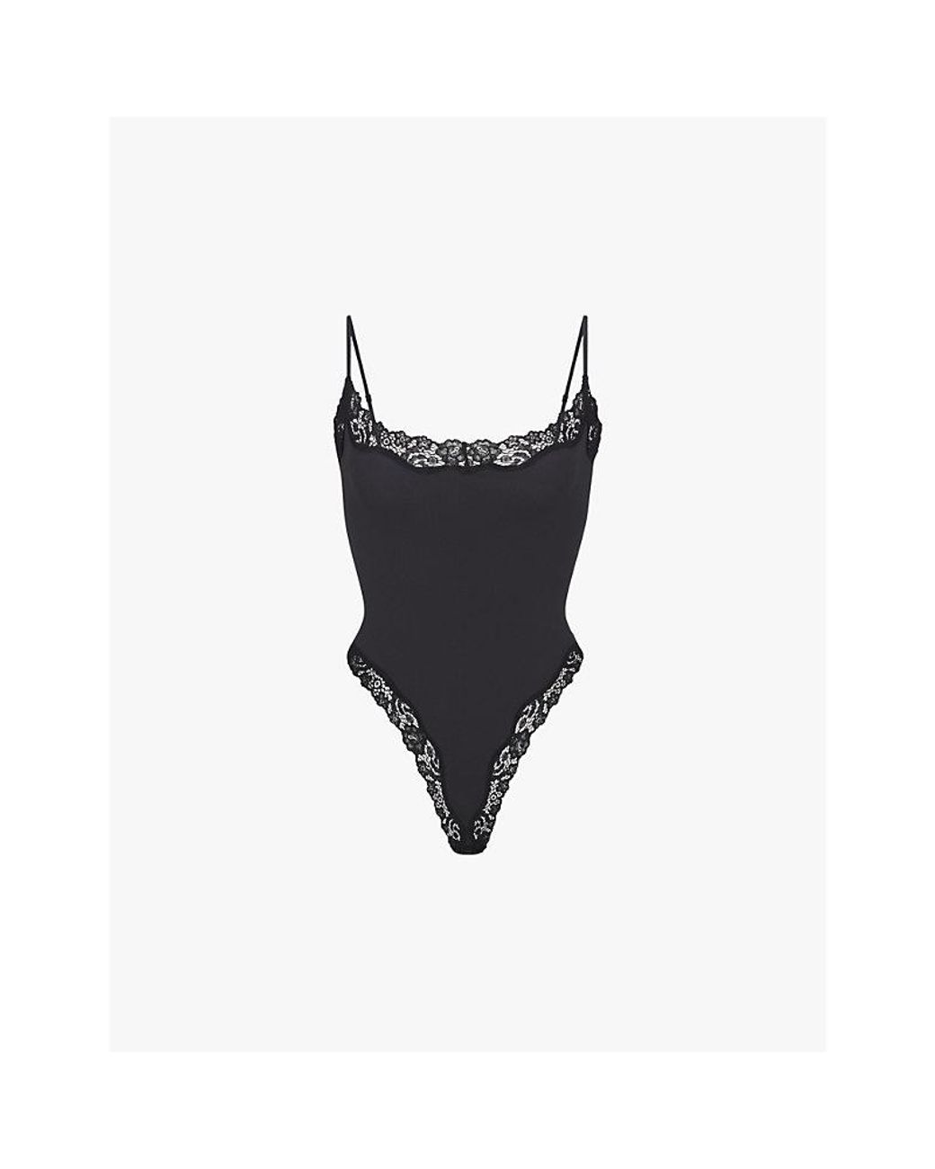 Skims Black Fits Everybody Lace-Trim Stretch-Woven Body Xxxl