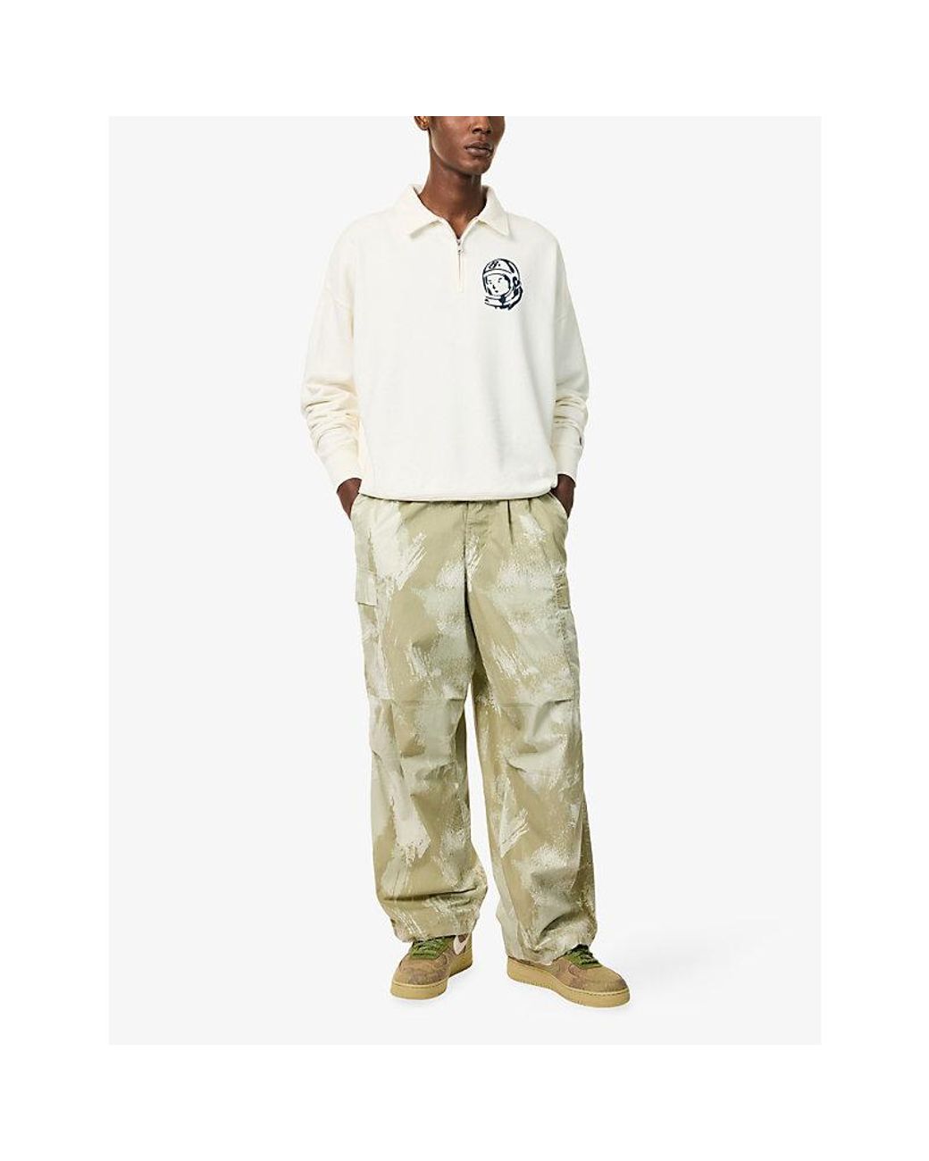 BBCICECREAM White Arch Logo Washed Quarter-Zip Cotton-Jersey Sweatshirt for men