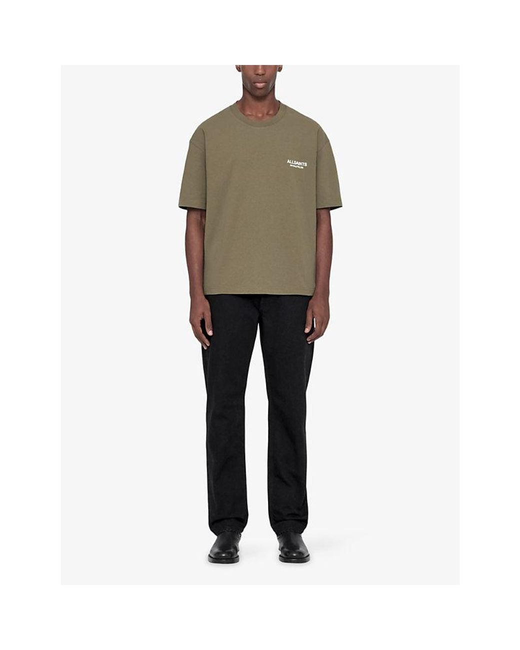 AllSaints Green Shadow Graphic-Print Short-Sleeve Cotton T-Shirt for men