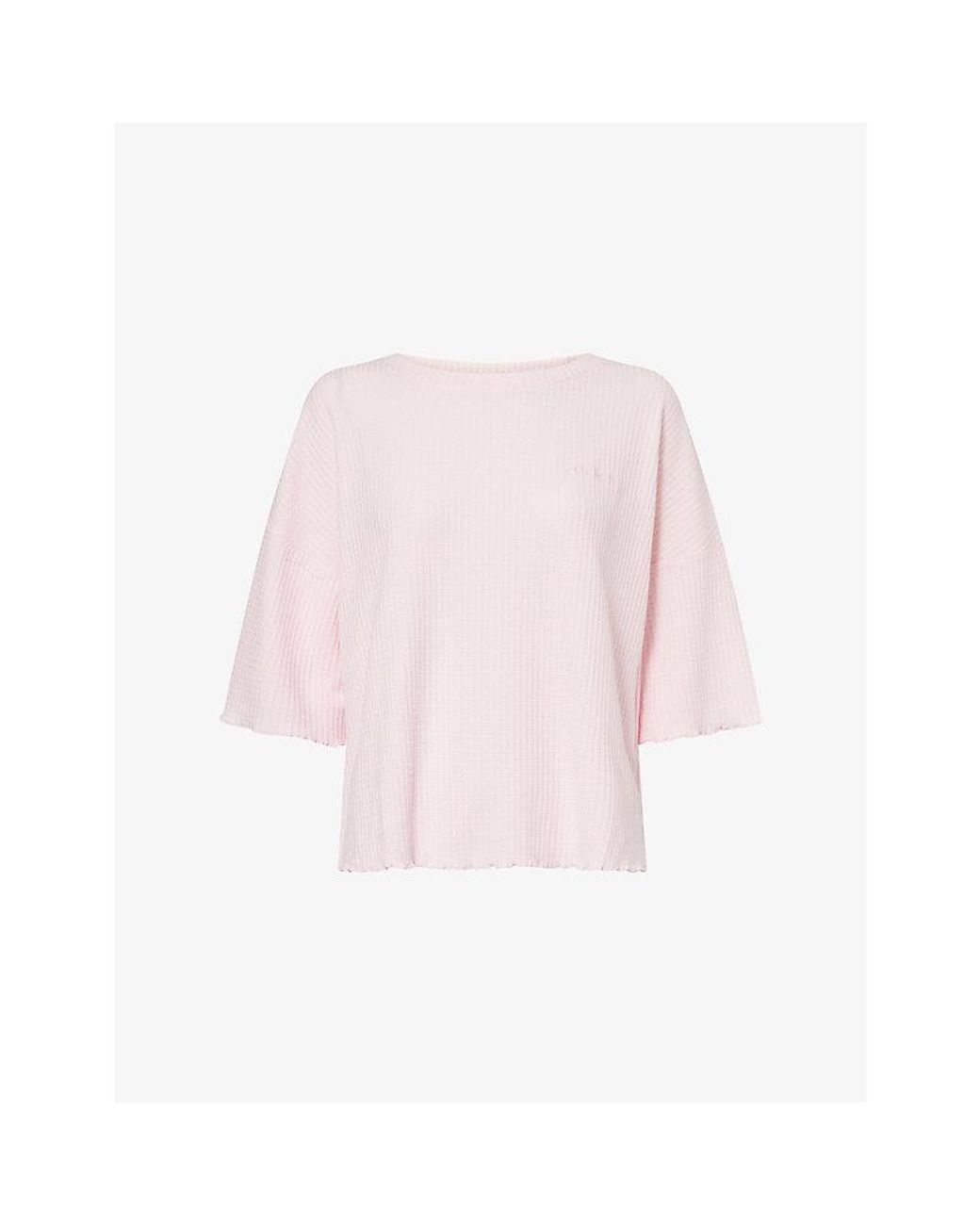 Lounge Underwear Pink Soft Waffle Knitted Pyjama Top