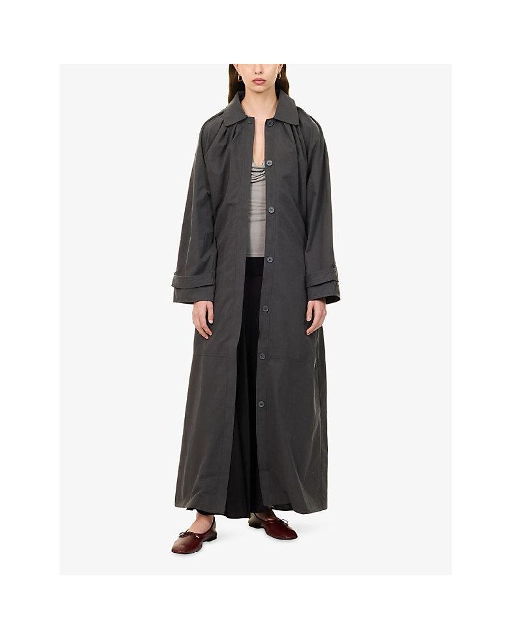 Belle Anna Gray Laurel Cotton-Blend Trench Coat