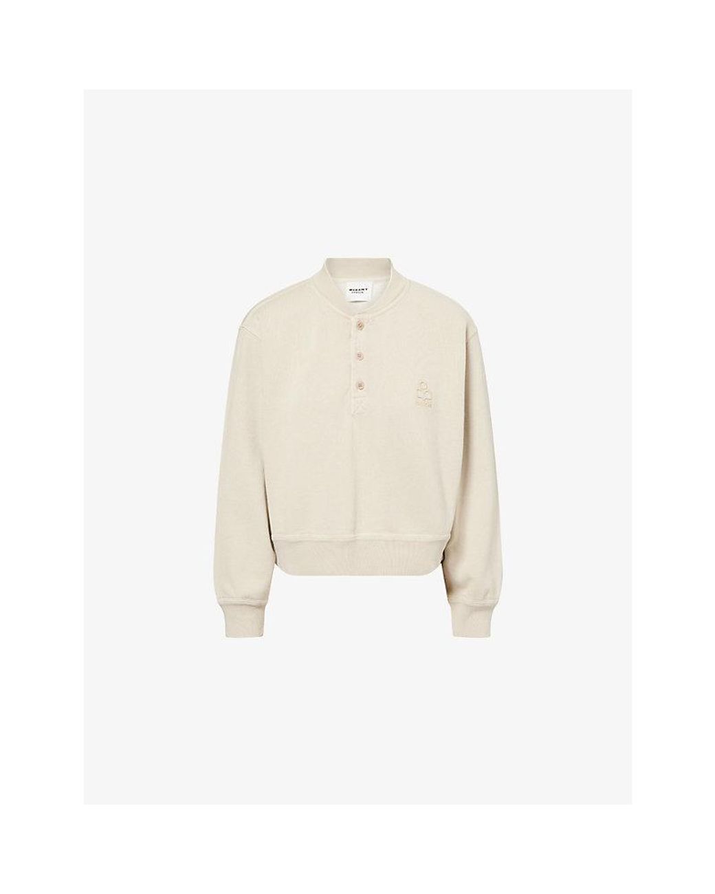 Isabel Marant White Simony Embroidered-Logo Cotton-Blend Sweatshirt
