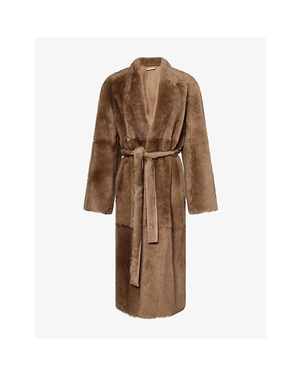 Nour Hammour Brown Davos Longline Shearling Coat