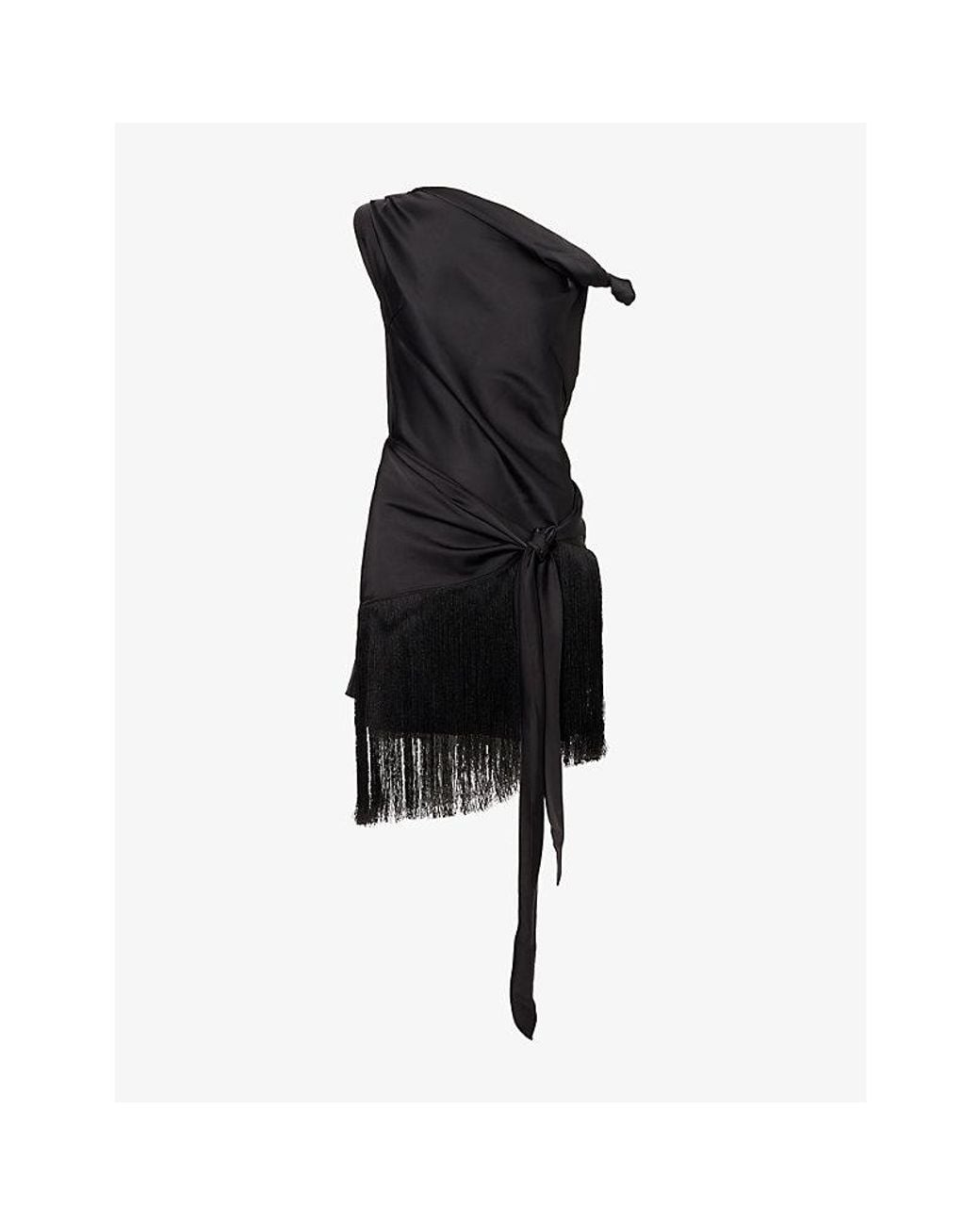 Anna October Black Batty Draped Satin Mini Dress