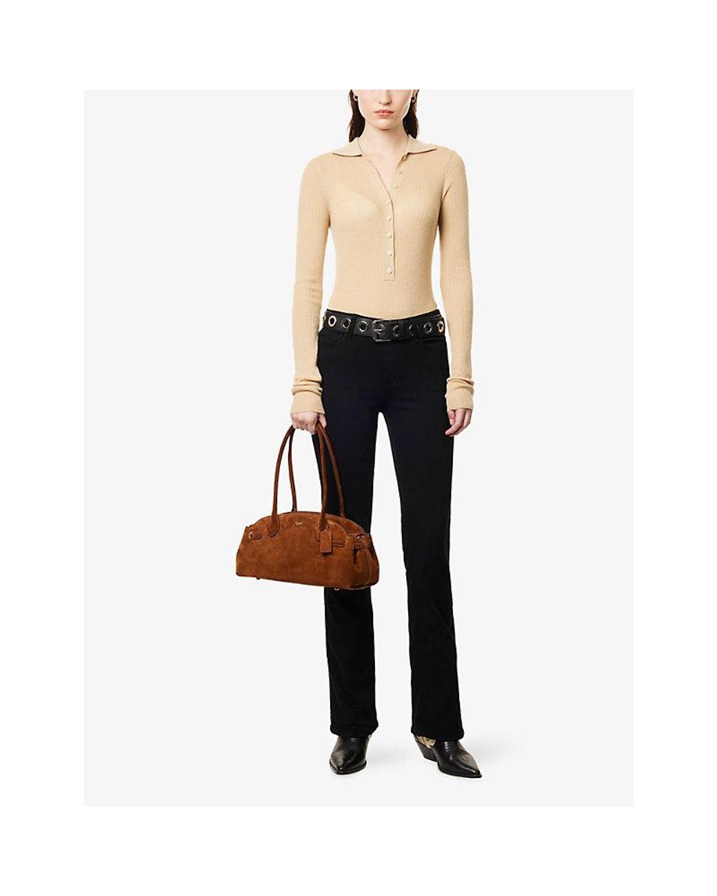 PAIGE Black Manhattan 32' Bootcut High-Rise Denim Jeans