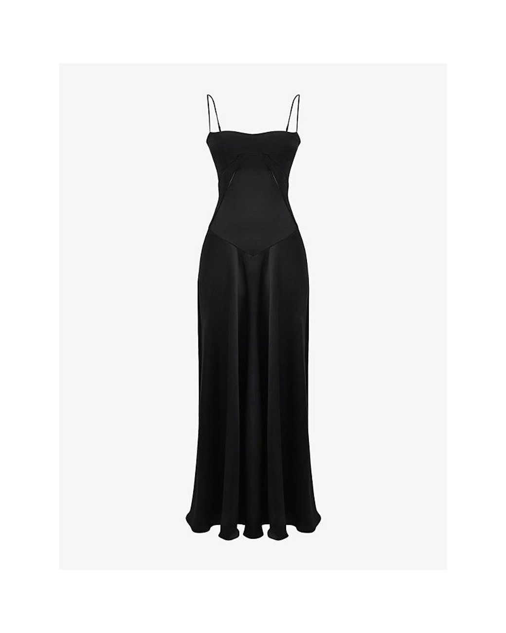 House Of Cb Anabella Fittedbodice Laceup Satin Maxi Dress in Black Lyst