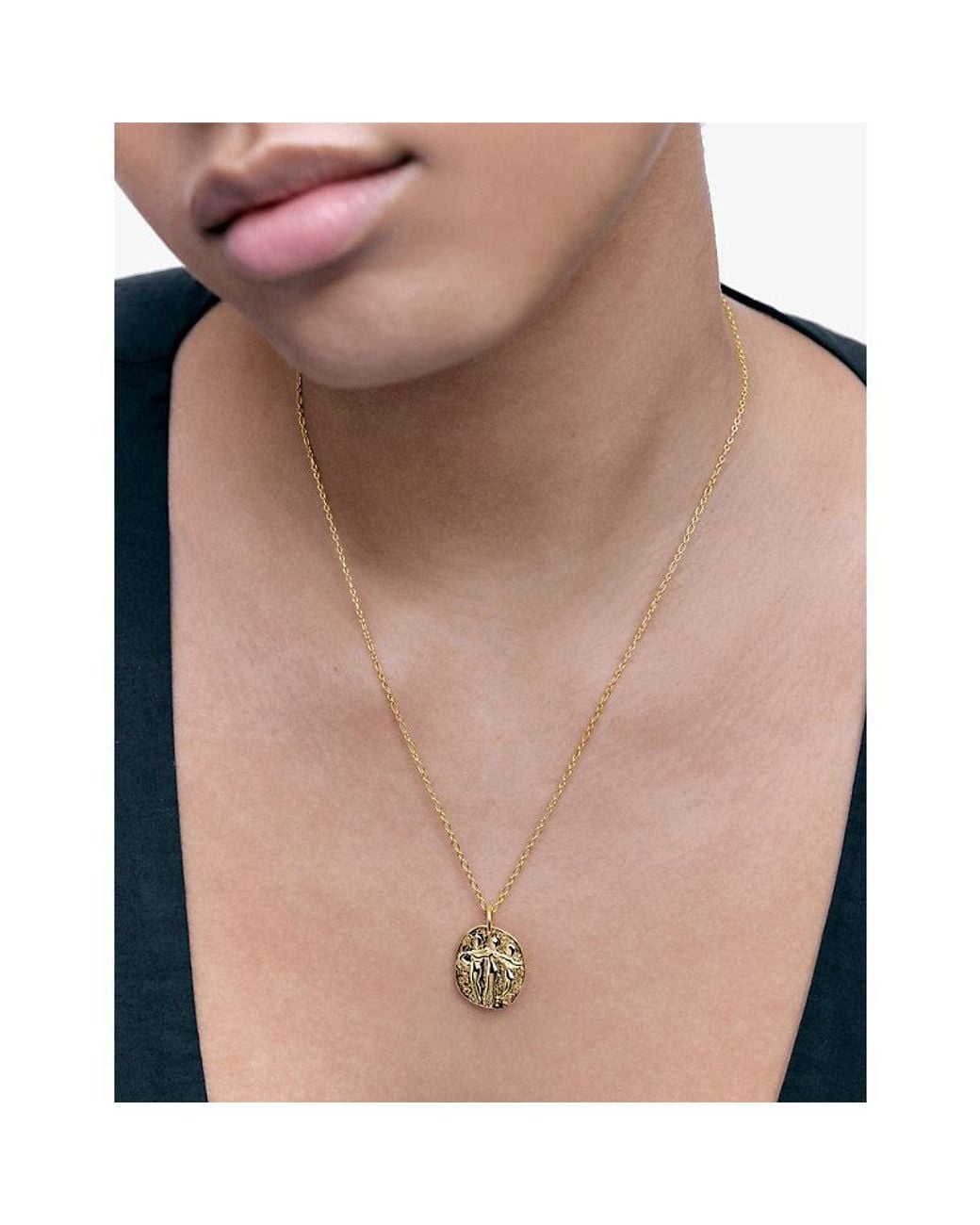 Monica Vinader Metallic Sisterhood Coin 18Ct- Vermeil Pendant Charm