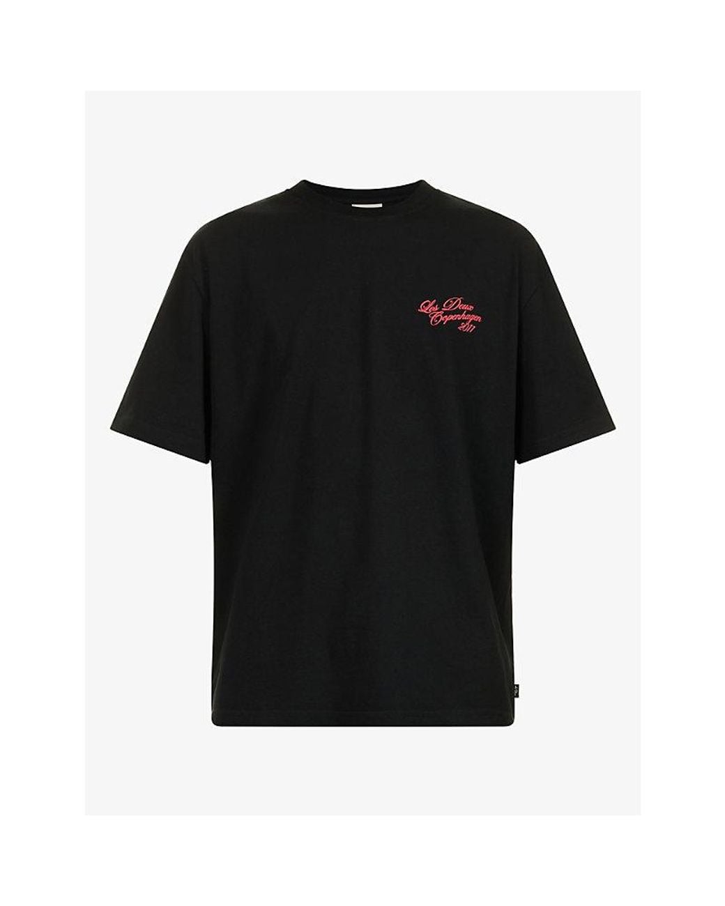 Les Deux Black Service Text-Print Cotton-Jersey T-Shirt for men