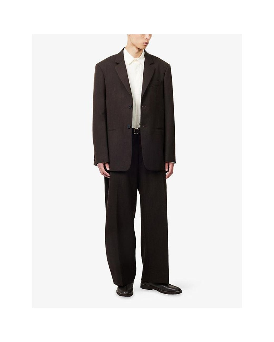 Studio Nicholson Black Fume Curved-Leg Cotton-Blend Trousers for men