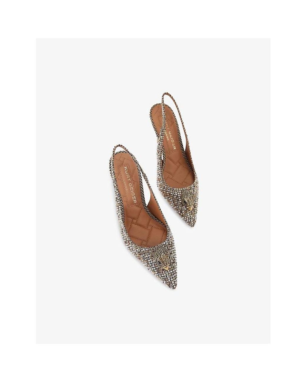 Kurt Geiger White Belgravia High Slingback Crystal-Embellished Heeled Courts