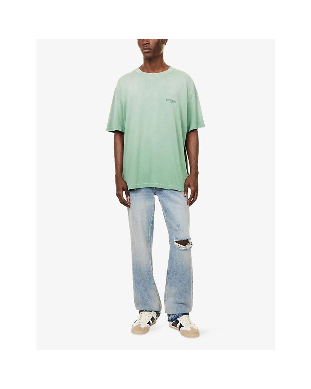 Represent Blue Heaton Distressed Straight-Leg Denim Jeans for men