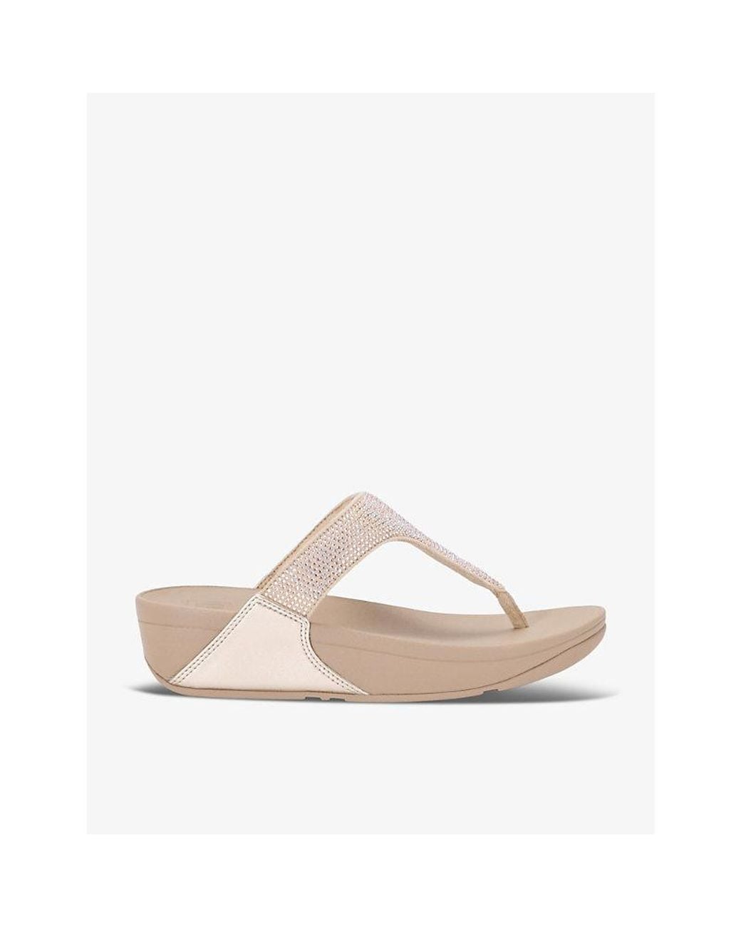 Fitflop Natural Lulu Glitter Rhinestone-Embellished Rubber Sandals