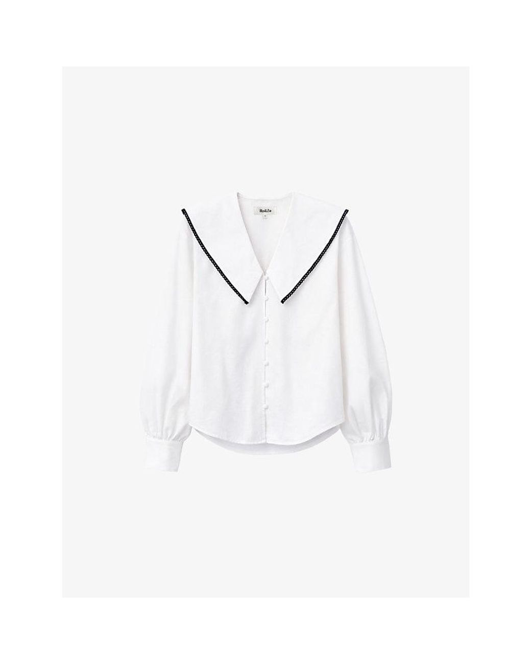 Ro&zo White Collared Long-Sleeve Stretch-Cotton Shirt
