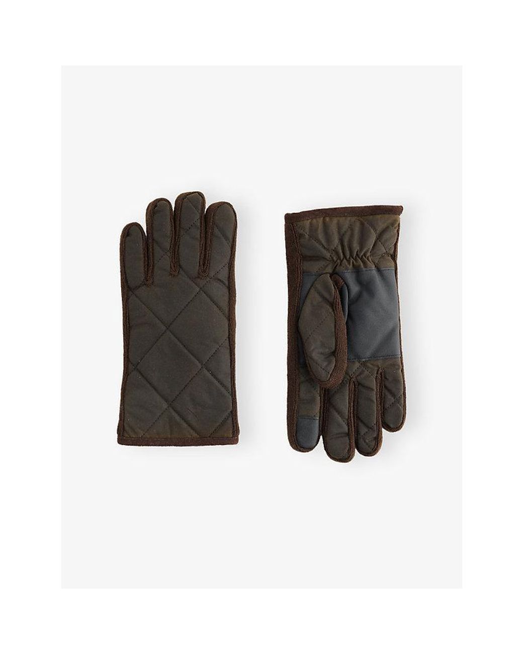 Barbour Black Westerdale Quilted Waxed-Cotton Gloves for men