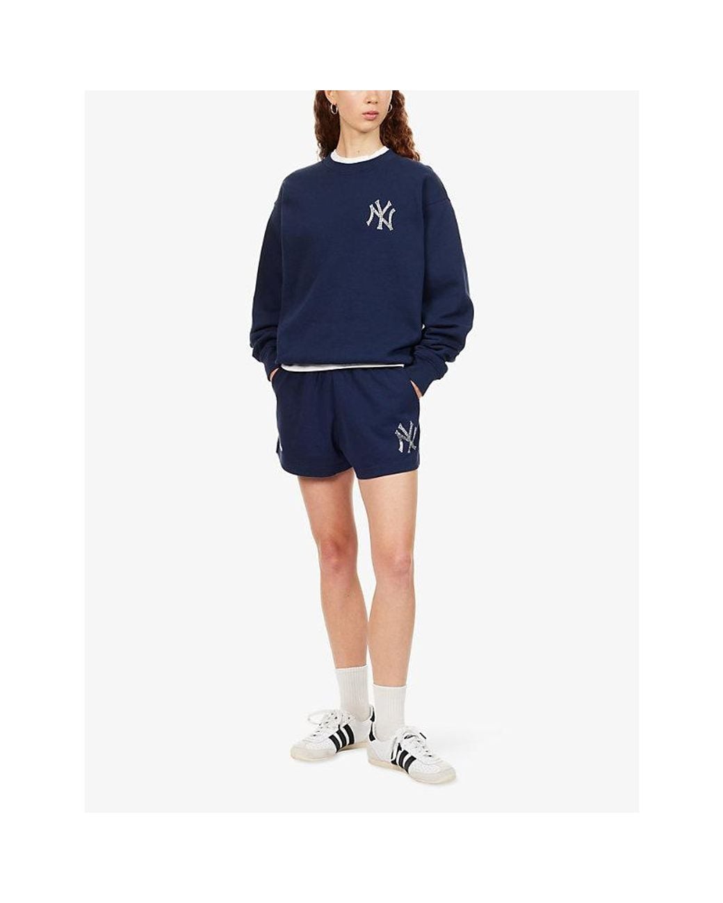 Sporty & Rich Blue For '47 X The New York Yankees Krystal Cotton-Fleece Sweatshirt