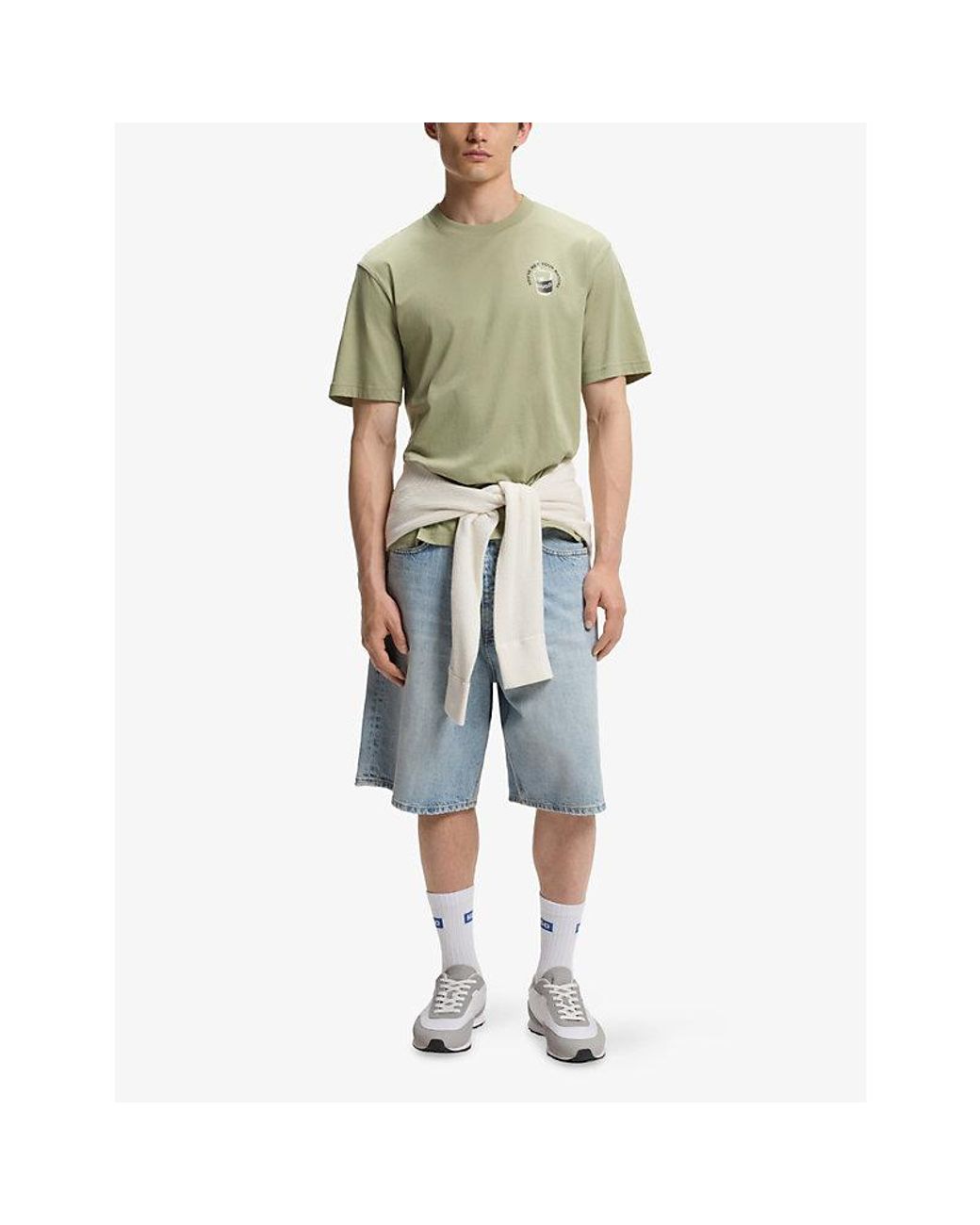 HUGO Green Branded Matcha Cotton-Jersey T-Shirt for men