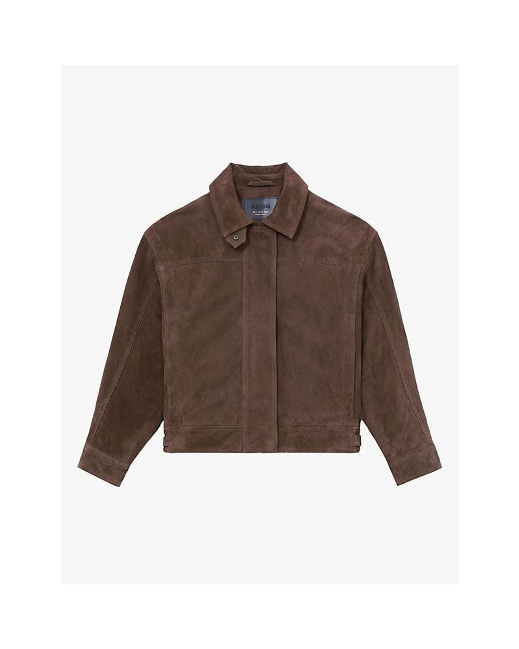 Reiss Brown Cooper Relaxed-Fit Suede Jacket